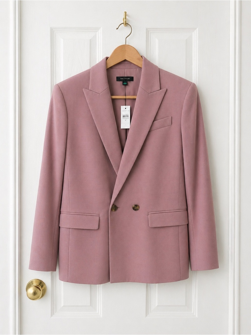 Ann Taylor Dusty Rose Double-Breasted Blazer